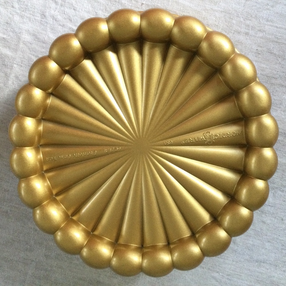 Nordic Ware Charlotte Cake Pan Gold Cast Aluminum 6 Cup 8.25” by 2.25” Non-Stick